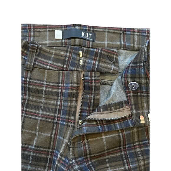 Kut from the Kloth Women's Mia Skinny Plaid Holiday Ankle Pants Size 6 - Picture 4 of 6